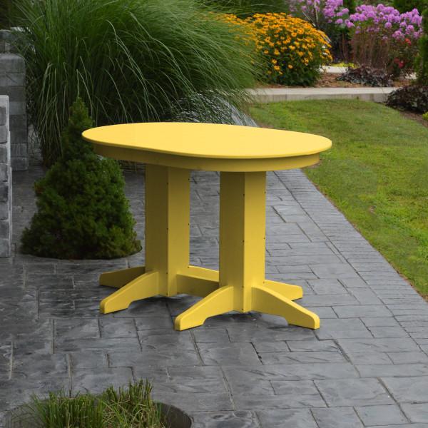 A &amp; L Furniture Recycled Plastic Oval Dining Table Dining Table 4ft / Lemon-Yellow / Details