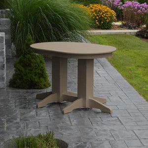 A & L Furniture Recycled Plastic Oval Dining Table Dining Table 4ft / Weathered-Wood / Details