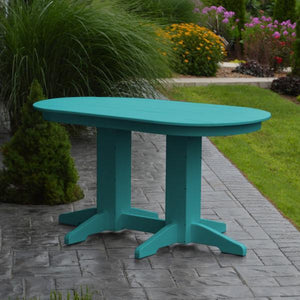 A & L Furniture Recycled Plastic Oval Dining Table Dining Table 5ft / Aruba-Blue / Details