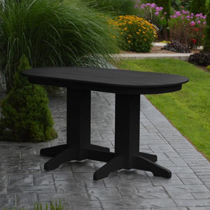 A & L Furniture Recycled Plastic Oval Dining Table Dining Table 5ft / Black / Details
