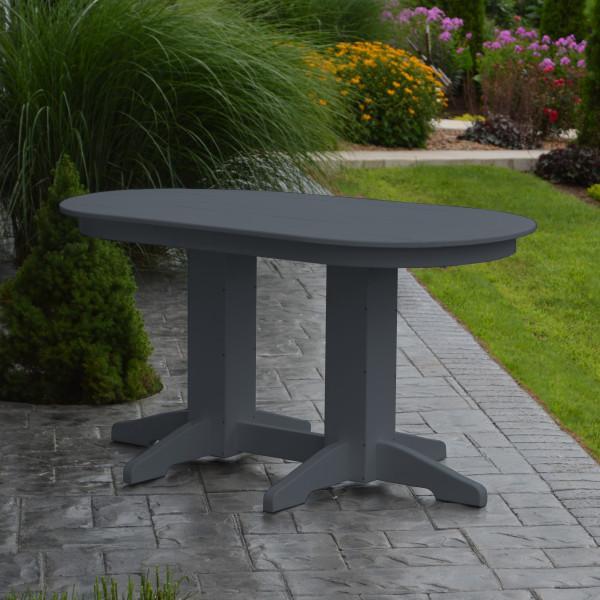 A &amp; L Furniture Recycled Plastic Oval Dining Table Dining Table 5ft / Dark-Gray / Details