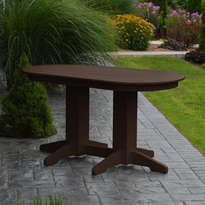 A & L Furniture Recycled Plastic Oval Dining Table Dining Table 5ft / Tudor-Brown / Details