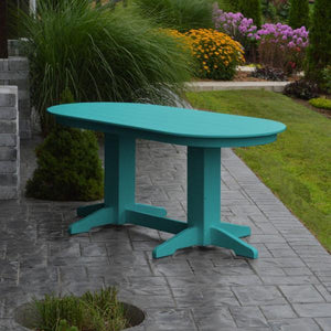 A & L Furniture Recycled Plastic Oval Dining Table Dining Table 6ft / Aruba-Blue / Details
