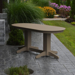 A & L Furniture Recycled Plastic Oval Dining Table Dining Table 6ft / Weathered-Wood / Details