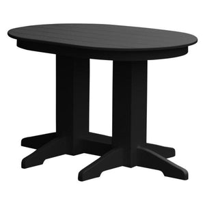 A & L Furniture Recycled Plastic Oval Dining Table Dining Table 4ft / Black