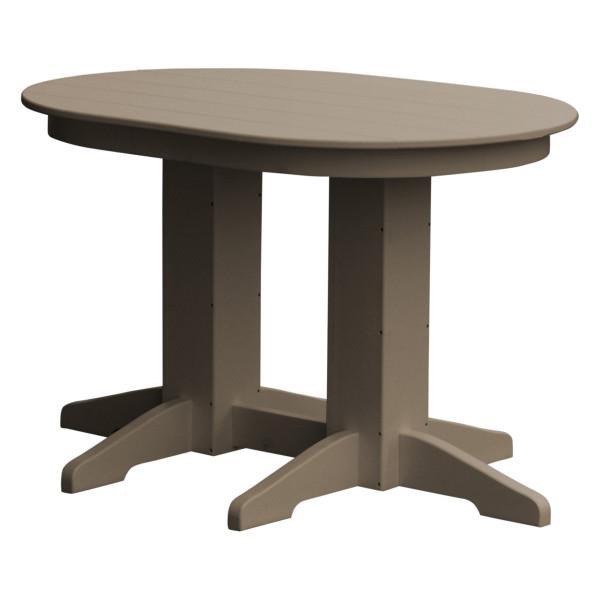 A &amp; L Furniture Recycled Plastic Oval Dining Table Dining Table 4ft / Weathered-Wood