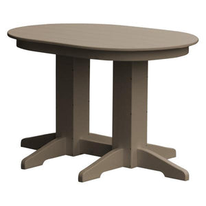 A & L Furniture Recycled Plastic Oval Dining Table Dining Table 4ft / Weathered-Wood