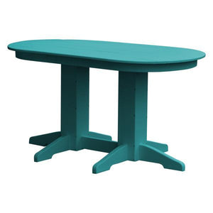 A & L Furniture Recycled Plastic Oval Dining Table Dining Table 5ft / Aruba-Blue