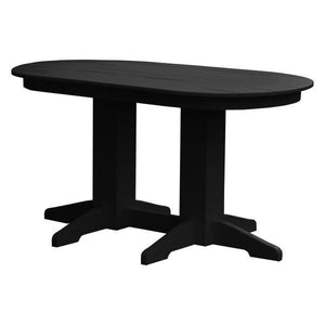 A & L Furniture Recycled Plastic Oval Dining Table Dining Table 5ft / Black