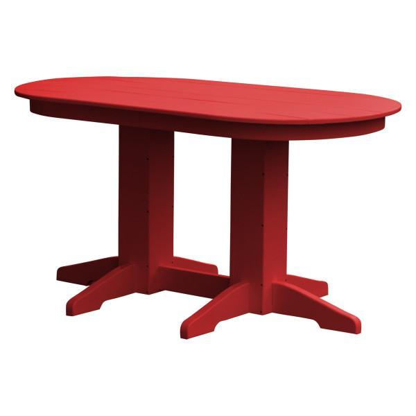 A &amp; L Furniture Recycled Plastic Oval Dining Table Dining Table 5ft / Bright-Red