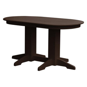 A & L Furniture Recycled Plastic Oval Dining Table Dining Table 5ft / Tudor-Brown
