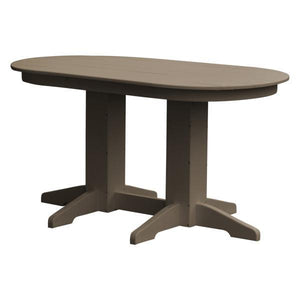 A & L Furniture Recycled Plastic Oval Dining Table Dining Table 5ft / Weathered-Wood