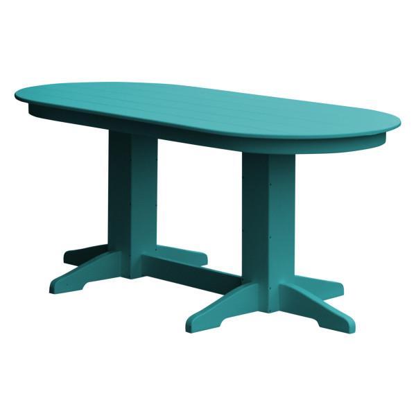 A &amp; L Furniture Recycled Plastic Oval Dining Table Dining Table 6ft / Aruba-Blue