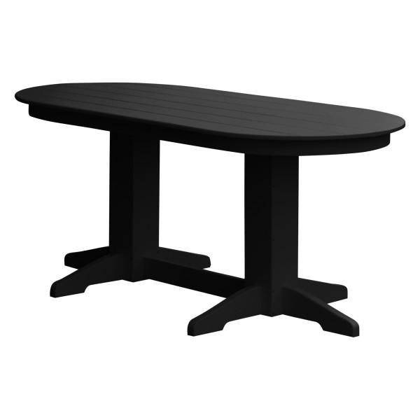 A &amp; L Furniture Recycled Plastic Oval Dining Table Dining Table 6ft / Black