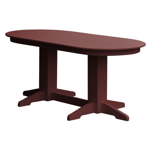 A &amp; L Furniture Recycled Plastic Oval Dining Table Dining Table 6ft / Cherry-Wood