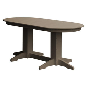A & L Furniture Recycled Plastic Oval Dining Table Dining Table 6ft / Weathered-Wood