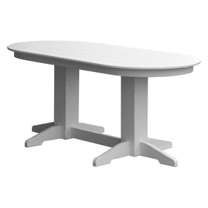 A & L Furniture Recycled Plastic Oval Dining Table Dining Table 6ft / White