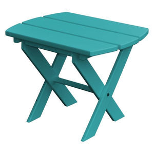A & L Furniture Recycled Plastic Poly Folding End Table End Table Aruba Blue