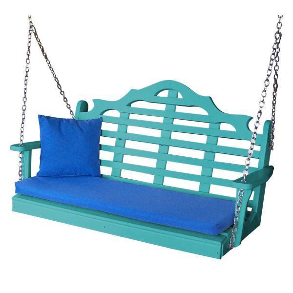 A &amp; L Furniture Recycled Plastic Poly Marlboro Porch Swing Porch Swings 4ft / Aruba Blue