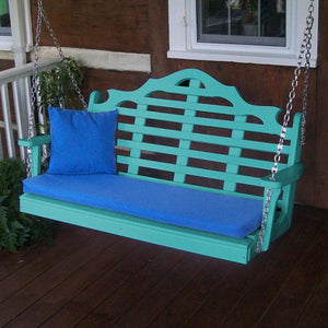 A & L Furniture Recycled Plastic Poly Marlboro Porch Swing Porch Swings 4ft / Aruba Blue