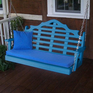 A & L Furniture Recycled Plastic Poly Marlboro Porch Swing Porch Swings 4ft / Aruba Blue