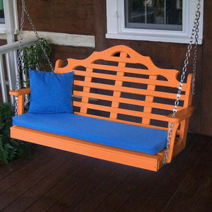 A & L Furniture Recycled Plastic Poly Marlboro Porch Swing Porch Swings 4ft / Aruba Blue