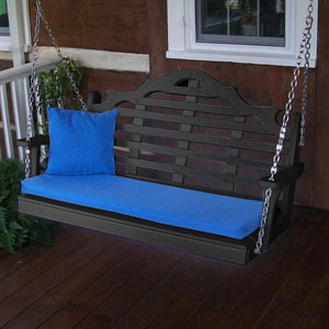 A & L Furniture Recycled Plastic Poly Marlboro Porch Swing Porch Swings 4ft / Aruba Blue