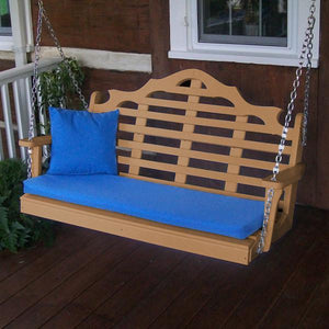 A & L Furniture Recycled Plastic Poly Marlboro Porch Swing Porch Swings 4ft / Aruba Blue