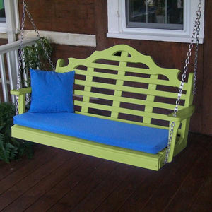 A & L Furniture Recycled Plastic Poly Marlboro Porch Swing Porch Swings 4ft / Aruba Blue