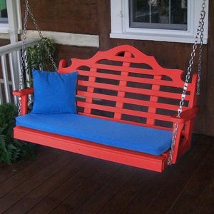 A & L Furniture Recycled Plastic Poly Marlboro Porch Swing Porch Swings 4ft / Aruba Blue