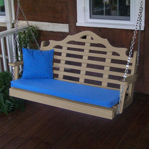 A & L Furniture Recycled Plastic Poly Marlboro Porch Swing Porch Swings 4ft / Aruba Blue