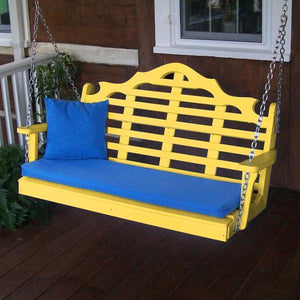 A & L Furniture Recycled Plastic Poly Marlboro Porch Swing Porch Swings 4ft / Aruba Blue