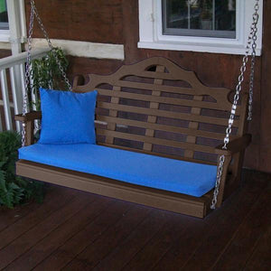 A & L Furniture Recycled Plastic Poly Marlboro Porch Swing Porch Swings 4ft / Aruba Blue