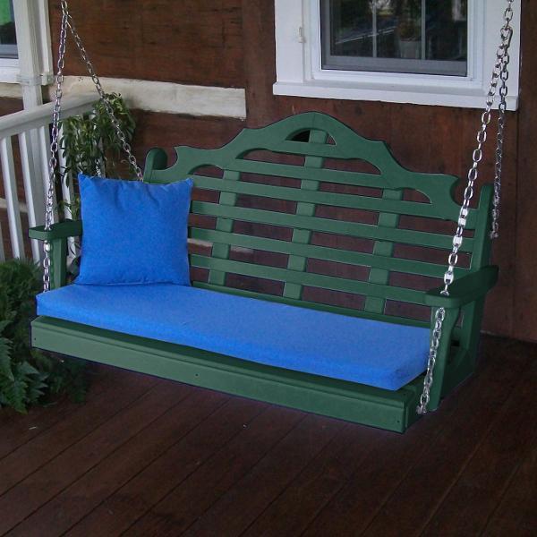 A &amp; L Furniture Recycled Plastic Poly Marlboro Porch Swing Porch Swings 4ft / Aruba Blue