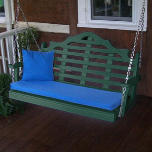 A & L Furniture Recycled Plastic Poly Marlboro Porch Swing Porch Swings 4ft / Aruba Blue