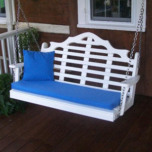 A & L Furniture Recycled Plastic Poly Marlboro Porch Swing Porch Swings 4ft / Aruba Blue