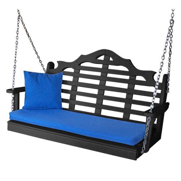 A &amp; L Furniture Recycled Plastic Poly Marlboro Porch Swing Porch Swings 4ft / Black