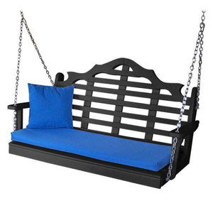 A & L Furniture Recycled Plastic Poly Marlboro Porch Swing Porch Swings 4ft / Black