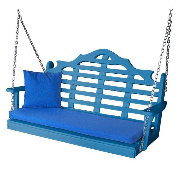 A &amp; L Furniture Recycled Plastic Poly Marlboro Porch Swing Porch Swings 4ft / Blue