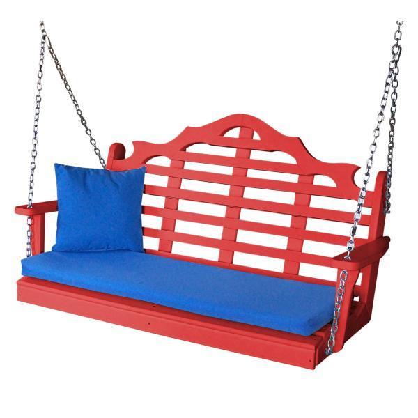 A &amp; L Furniture Recycled Plastic Poly Marlboro Porch Swing Porch Swings 4ft / Bright Red