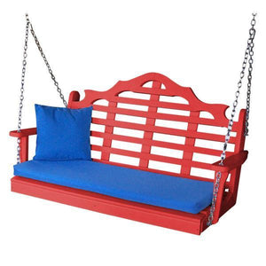 A & L Furniture Recycled Plastic Poly Marlboro Porch Swing Porch Swings 4ft / Bright Red