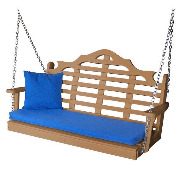 A &amp; L Furniture Recycled Plastic Poly Marlboro Porch Swing Porch Swings 4ft / Cedar
