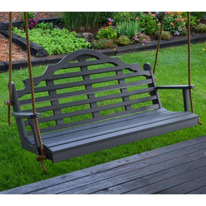 A & L Furniture Recycled Plastic Poly Marlboro Porch Swing Porch Swings 4ft / Dark Gray