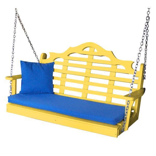 A &amp; L Furniture Recycled Plastic Poly Marlboro Porch Swing Porch Swings 4ft / Lemon Yellow
