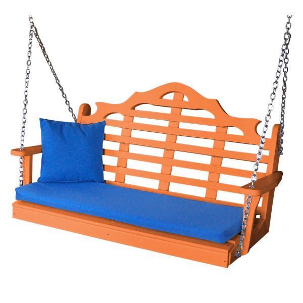 A &amp; L Furniture Recycled Plastic Poly Marlboro Porch Swing Porch Swings 4ft / Orange