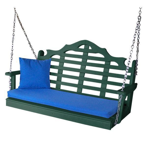 A &amp; L Furniture Recycled Plastic Poly Marlboro Porch Swing Porch Swings 4ft / Turf Green