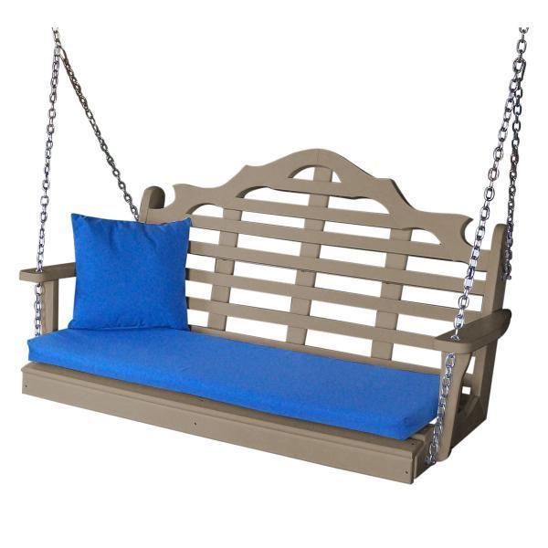 A &amp; L Furniture Recycled Plastic Poly Marlboro Porch Swing Porch Swings 4ft / Weathered Wood