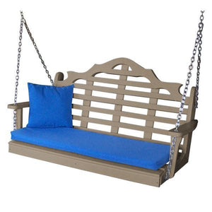 A & L Furniture Recycled Plastic Poly Marlboro Porch Swing Porch Swings 4ft / Weathered Wood