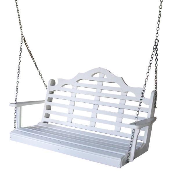 A &amp; L Furniture Recycled Plastic Poly Marlboro Porch Swing Porch Swings 4ft / White