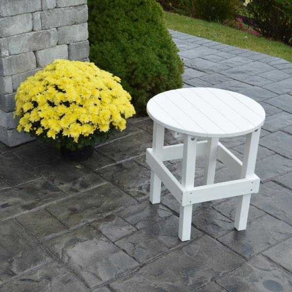 A &amp; L Furniture Recycled Plastic Poly Round Side Table Side Table White